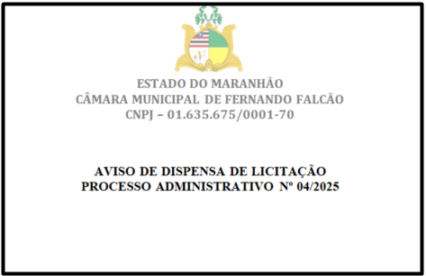 Aviso de Dispensa de Licitação - Processo Administrativo Nº 04/2025