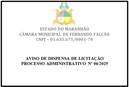 Aviso de Dispensa de Licitação - Processo Administrativo Nº 06/2025.