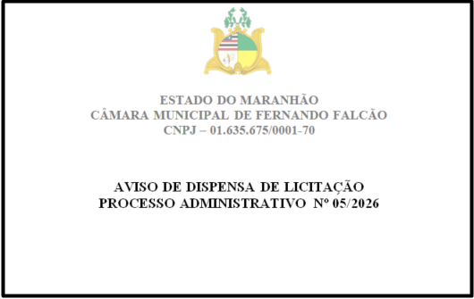 Aviso de Dispensa de Licitação - Processo Administrativo Nº 05/2026