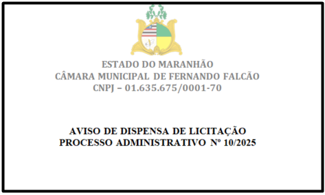 Aviso de Dispensa de Licitação - Processo Administrativo Nº 10/2025.